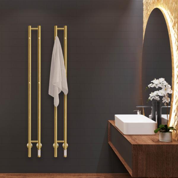 Kriss Twin elektrisk h&aring;ndkl&aelig;det&oslash;rrer 13x148 cm - Blank messing/guld