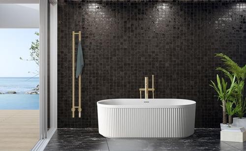 Kriss Twin elektrisk håndklædetørrer 13x148 cm - Børstet messing/guld