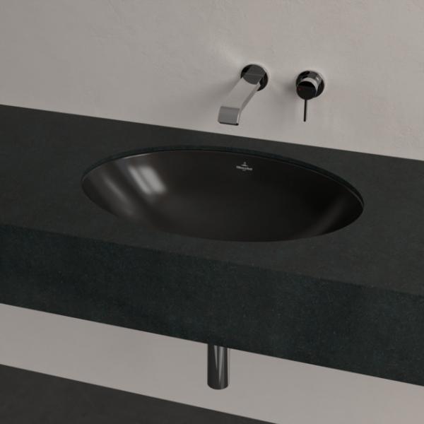 V&B Loop&Friends 56 håndvask t/underlimning -  Med overløb - Ebony - Ceramic+
