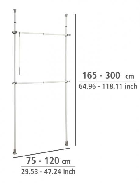 Wenko Hercules teleskopsystem basic til garderobe 75-120 cm - Hvid/Grå