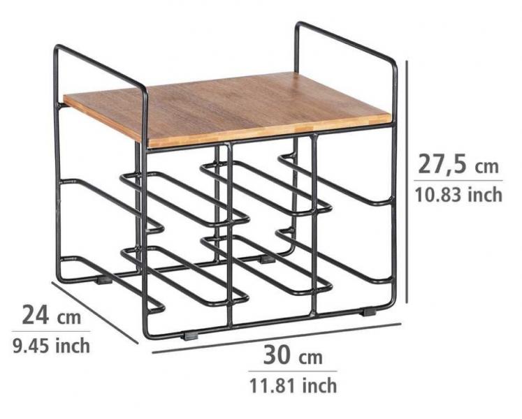 Wenko Loft vinreol til bord - Sort/bambus