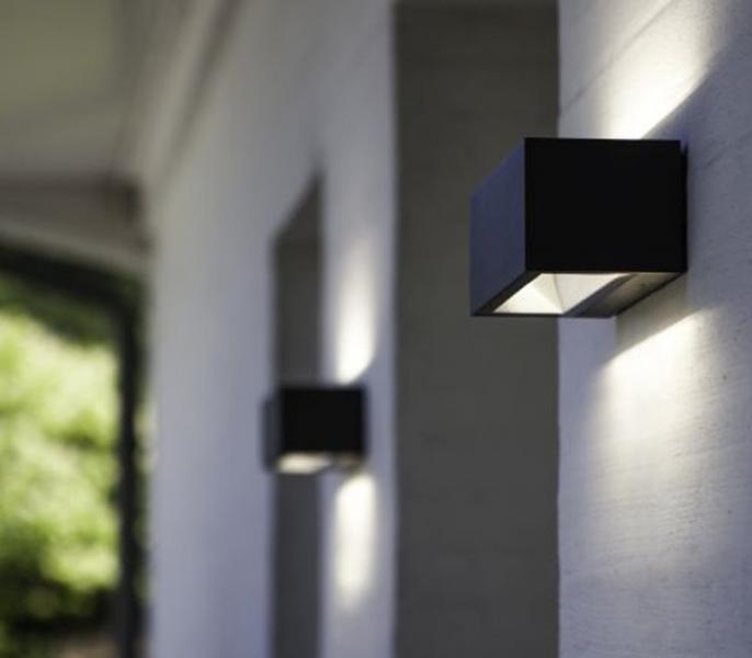 Lutec Architectural Gemini udendørslampe til væg 22 x 8,5 cm - Mat grå