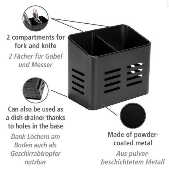 Wenko Baco bestikkurv m/2 rum - Sort metal