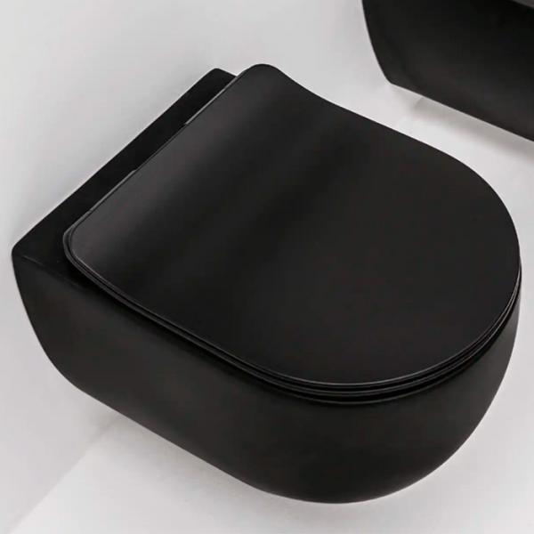 Lavabo Glomp Mini rimless v&aelig;gh&aelig;ngt toilet inkl. s&aelig;de - Mat sort