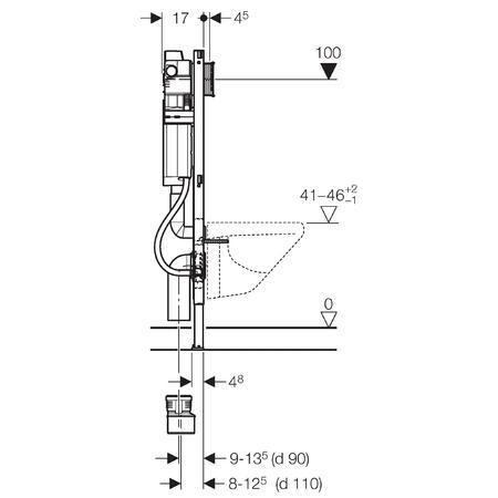 Geberit Duofix Sigma WC-element frontbetjent smal model til armstøtter H 112cm B 42,5cm