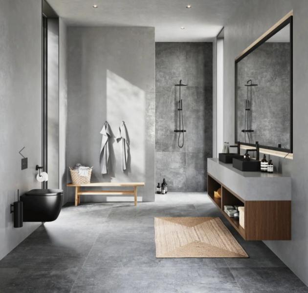 Lavabo Boxo 1080 SLIM 50 håndvask t/væg eller bord - 1 hanehul - Mat sort