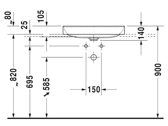 Duravit Durasquare 60 fritstående bowlevask - Uden hanehul - Wondergliss