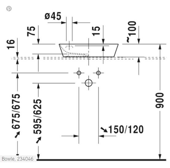 Duravit Cape Cod 46 fritstående bowlevask - 1 hanehul - Uden overløb - Wondergliss