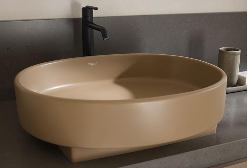 Duravit Balcoon 55 fritst&aring;ende bowlevask - Uden hanehul - Ler Terra - DuraShield