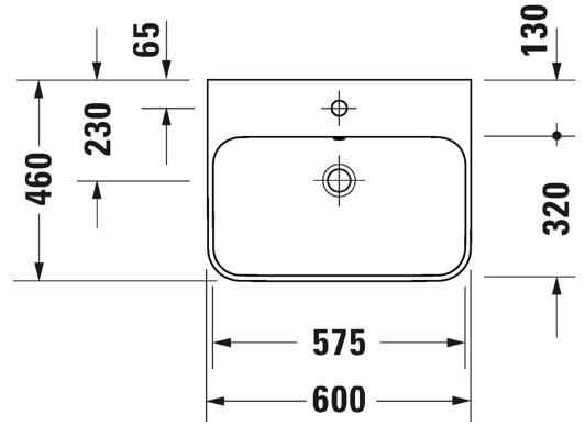 Duravit Happy D.2 Plus 60 bowlevask op til væg - 1 hanehul