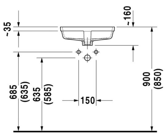 Duravit Vero 43 håndvask t/underlimning - Uden hanehul - Wondergliss