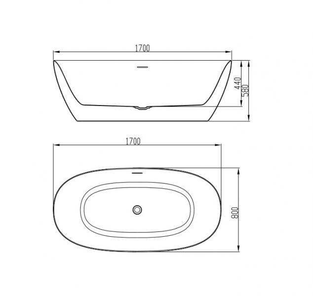 Strømberg Genoa Oval fritstående badekar 1700 x 800 mm