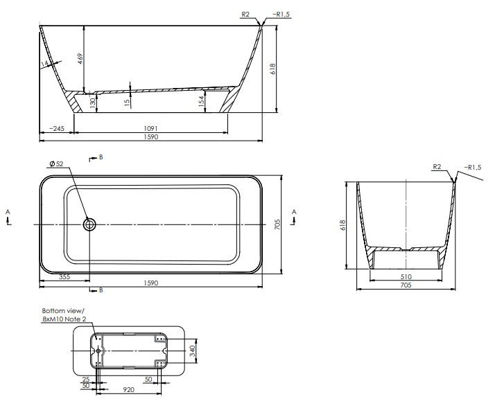 Strømberg Sindal fritstående badekar 1590 x 705 mm - Mat hvid