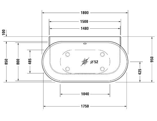 Duravit Luv Back-to-wall fritstående kar - 1800x950mm - Hvid mat