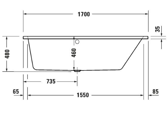 Duravit No.1 asymmetrisk badekar t/indbygning - 170 x 100 - Højre - 1 ryglæn Duravit No.1 asymmetrisk badekar t/indbygning - 170 x 100 - Højre - 1 ryglæn