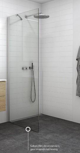 Dansani Match D 90 fast væg - Klar glas/matkrom Dansani Match D 90 fast væg - Klar glas/matkrom