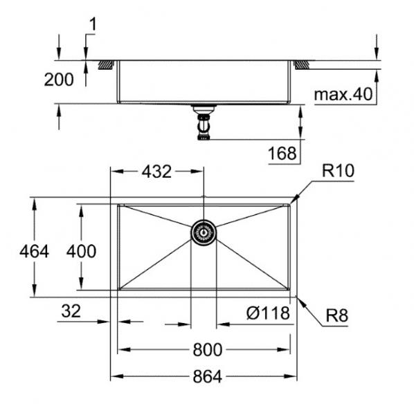 Grohe K700 køkkenvask i rustfrit stål 80 cm