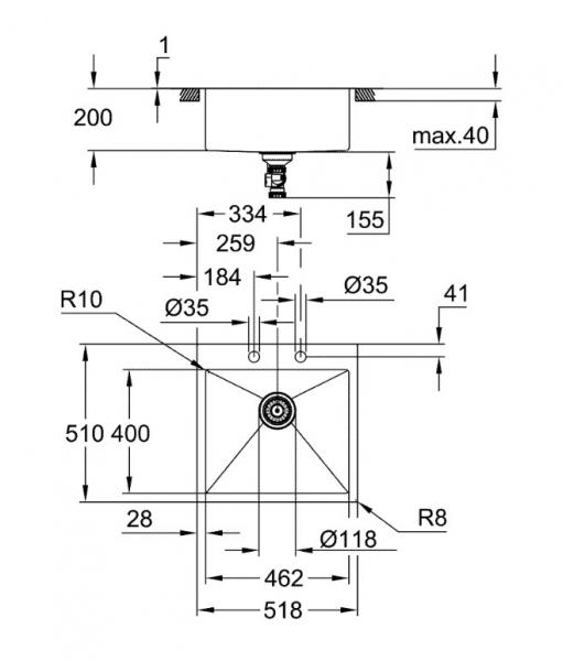 Grohe K800 køkkenvask i rustfrist stål 46cm