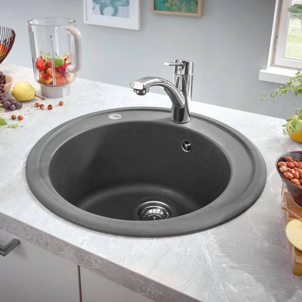 Grohe K200 rund køkkenvask i komposit - Grå granit