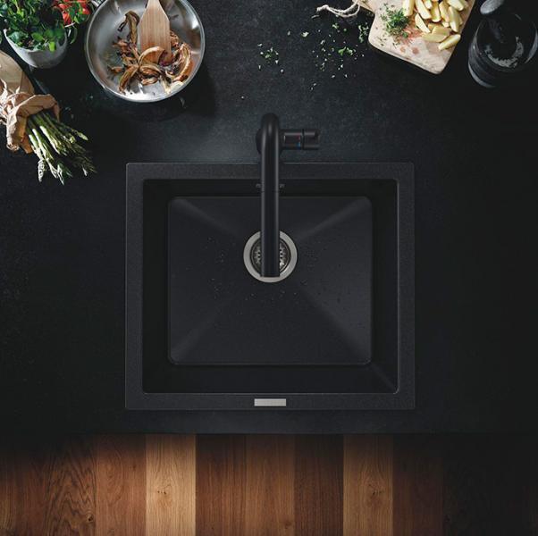 Grohe K700U køkkenvask i komposit u/bagkant 60-C - Sort