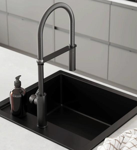 Lavabo Jupiter 50 kompositvask - Antracit-sort/Krom Lavabo Jupiter 50 kompositvask - Antracit-sort/Krom