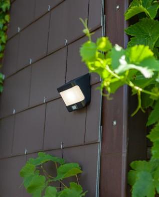 Lutec Try Solar udendørs væglampe m/solceller og sensor - Mat sort