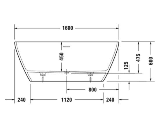 Duravit D-Neo fritstående badekar 1600 x 750 mm