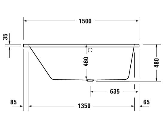 Duravit No.1 asymmetrisk badekar til indmuring 1500 x 800 mm - Venstre
