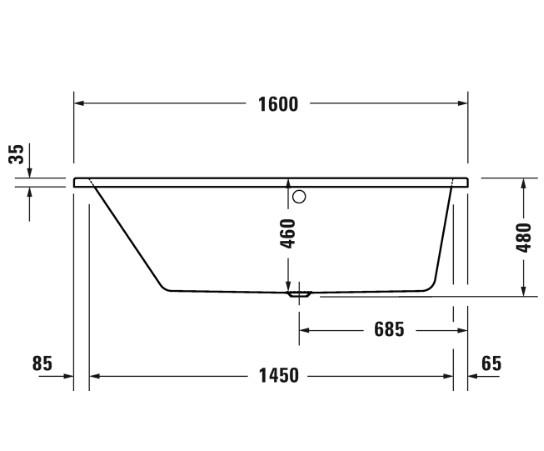 Duravit No.1 asymmetrisk badekar til indmuring 1600 x 850 mm - Venstre