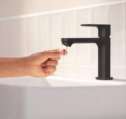 Hansgrohe Rebris S 110 håndvaskarmatur m/CoolStart /u bundventil - Mat sort