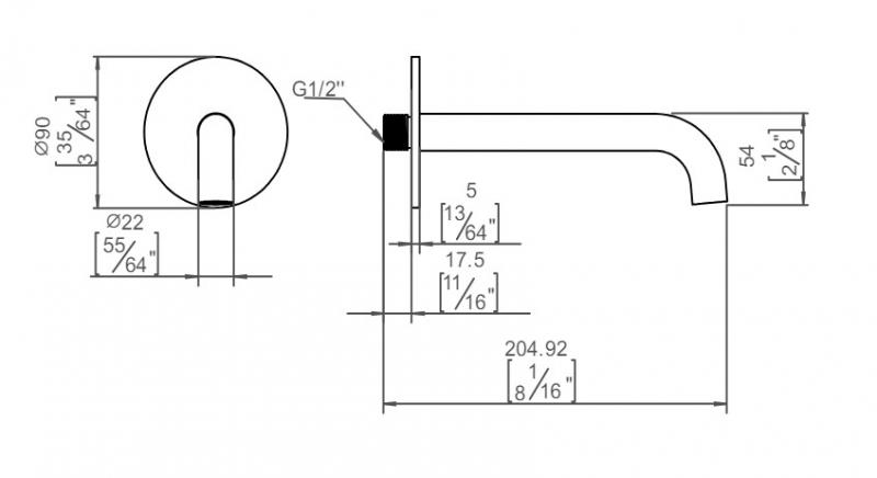 QTOO komplet berøringsfri vandhane t/indbygning i væg - 190 mm - Børstet rustfrit stål