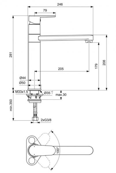 Ideal Standard Cerafine køkkenarmatur - Mat sort