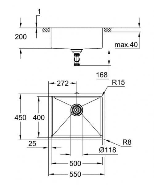 Grohe K700U rustfri stålvask inkl. Grohe Essence New køkkenarmatur m/udtræk - Børstet warm sunset