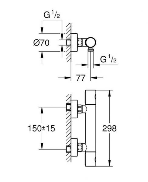 Grohe Grohtherm 1000 Joy+ komplet brusesystem - B&oslash;rstet Hard Graphite