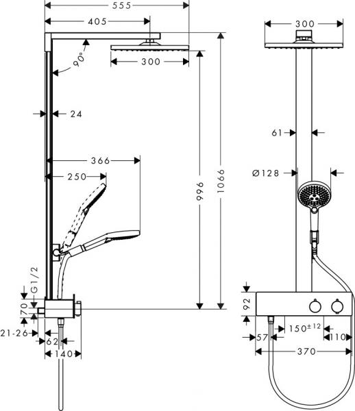 Hansgrohe Raindance E 300 Showerpipe 350 ST