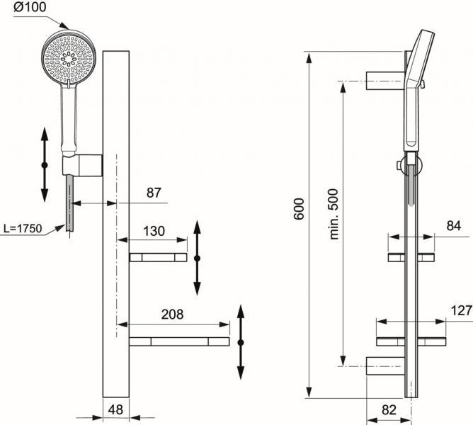 Ideal Standard Alu+ komplet brusesystem m/håndbruser - Rosé