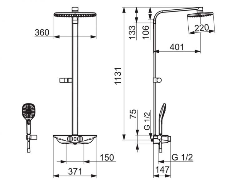 Oras Esteta Wellfit komplet brusesystem - Krom/hvid