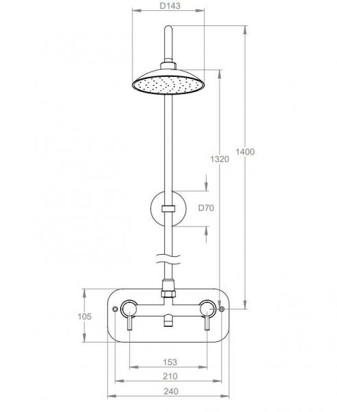 EQI væghængt udebruser 120-220/15 mm tilslutning - Kobber