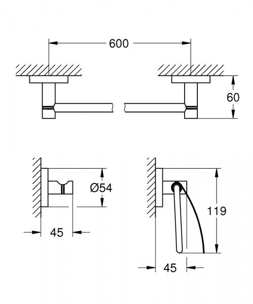 Grohe Essentials tilbehørssæt 3 i 1 - Krom