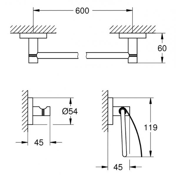 Grohe Essentials tilbehørssæt 3 i 1 - Steel