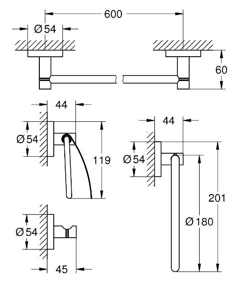 Grohe Essentials tilbehørssæt 4 i 1 - Krom