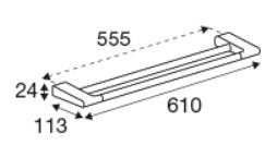 Pressalit Style dobbelt håndklædestang 610 mm - Børstet messing