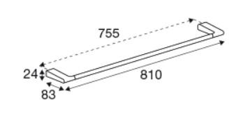 Pressalit Style håndklædestang 810 mm - Børstet stål