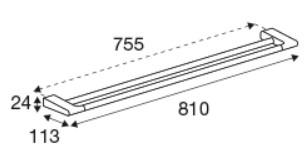 Pressalit Style dobbelt håndklædestang 810 mm - Krom