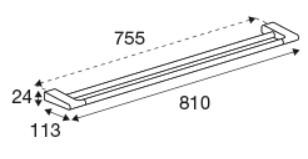 Pressalit Style dobbelt håndklædestang 810 mm - Børstet messing