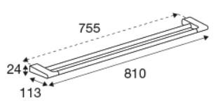Pressalit Style dobbelt håndklædestang 810 mm - Børstet stål