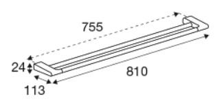 Pressalit Style dobbelt håndklædestang 810 mm - Mat sort