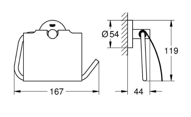 Grohe Essentials toiletrulleholder med låg - Steel