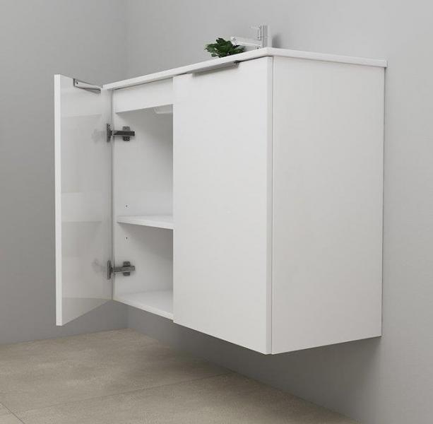 Sanibell Online 80 komplet mini badeværelsesmøbel - Flatpack - Hvid højglans