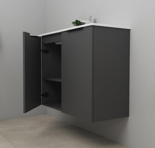 Sanibell Online 80 komplet mini badeværelsesmøbel - Flatpack - Mat grå